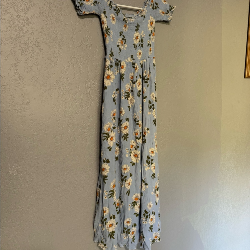 Floral Maxi Dress in Blue and White